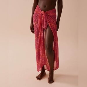 La Vie en Rose Aqua Beach Bikini Swimsuit Coverup Mesh Side Tie Sarong Skirt